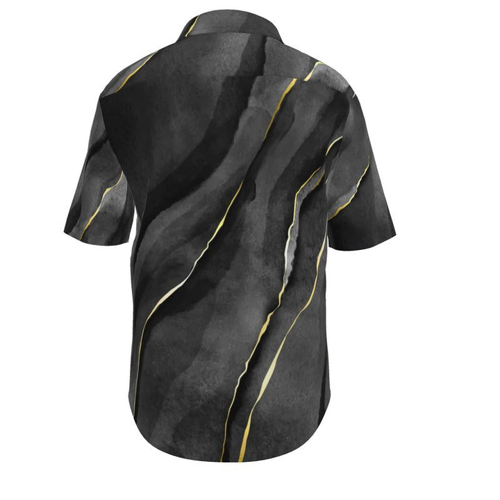 Men’s Short Sleeve Shirt – “Midnight Marble” in Smoked Charcoal