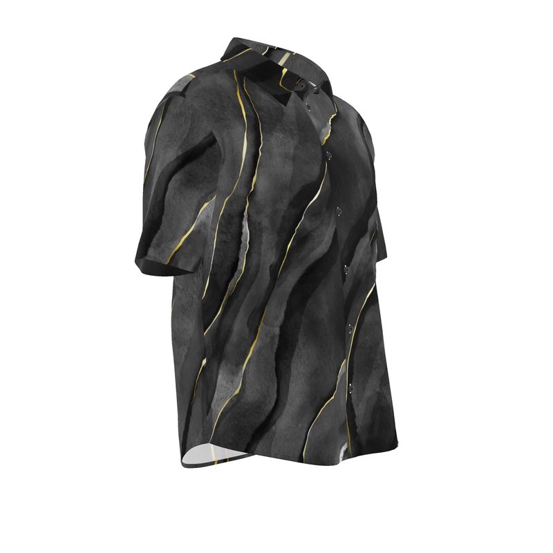 Men’s Short Sleeve Shirt – “Midnight Marble” in Smoked Charcoal