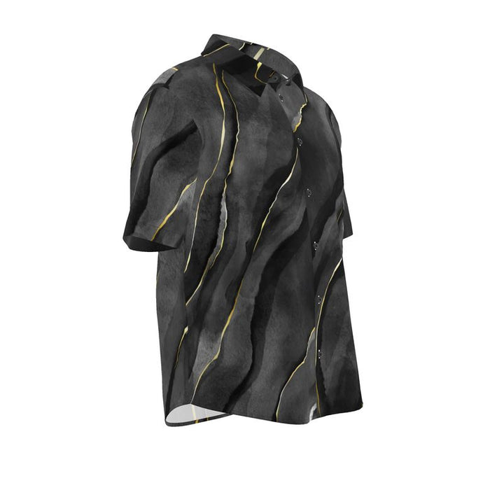 Men’s Short Sleeve Shirt – “Midnight Marble” in Smoked Charcoal