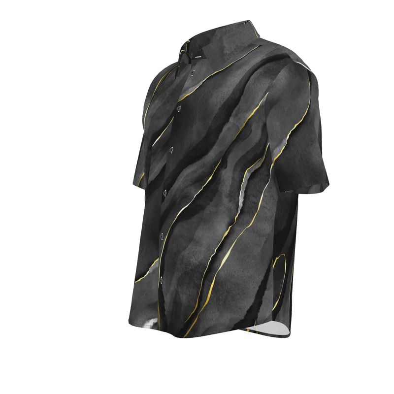 Men’s Short Sleeve Shirt – “Midnight Marble” in Smoked Charcoal