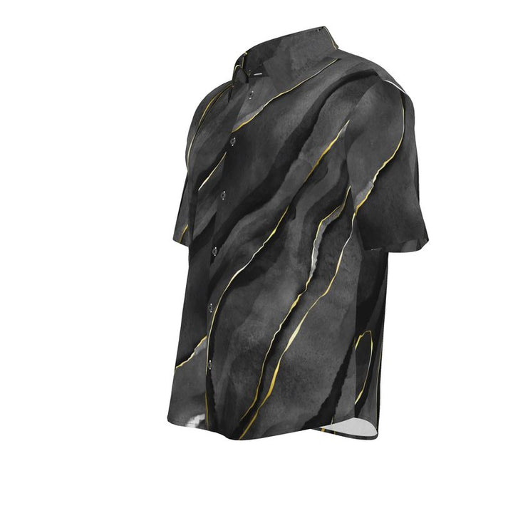 Men’s Short Sleeve Shirt – “Midnight Marble” in Smoked Charcoal