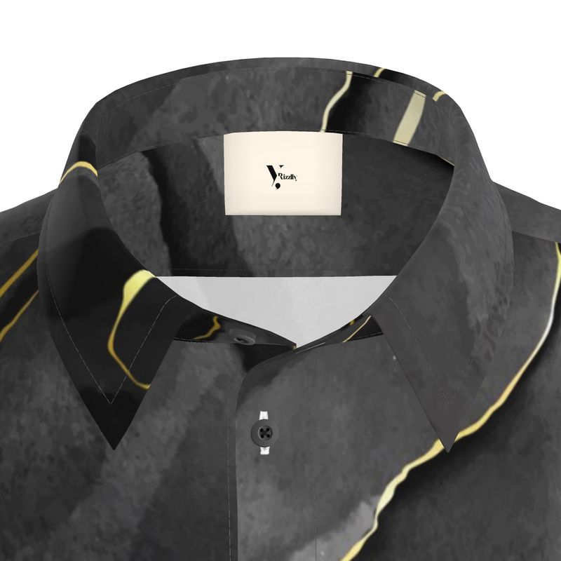 Men’s Short Sleeve Shirt – “Midnight Marble” in Smoked Charcoal