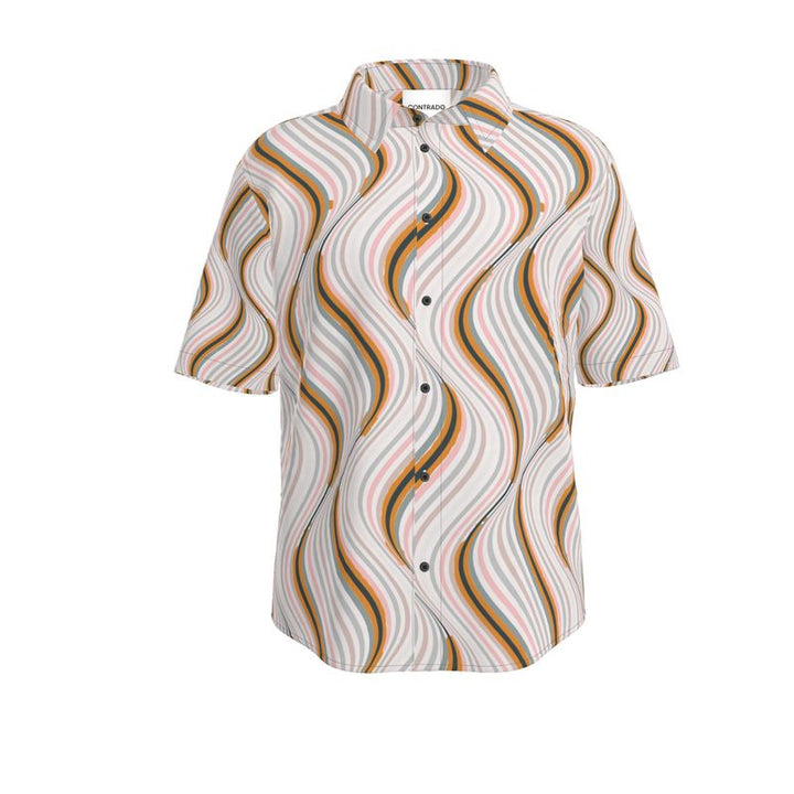Men’s Short Sleeve Shirt – “Retro Reverb” Wavy Line Print