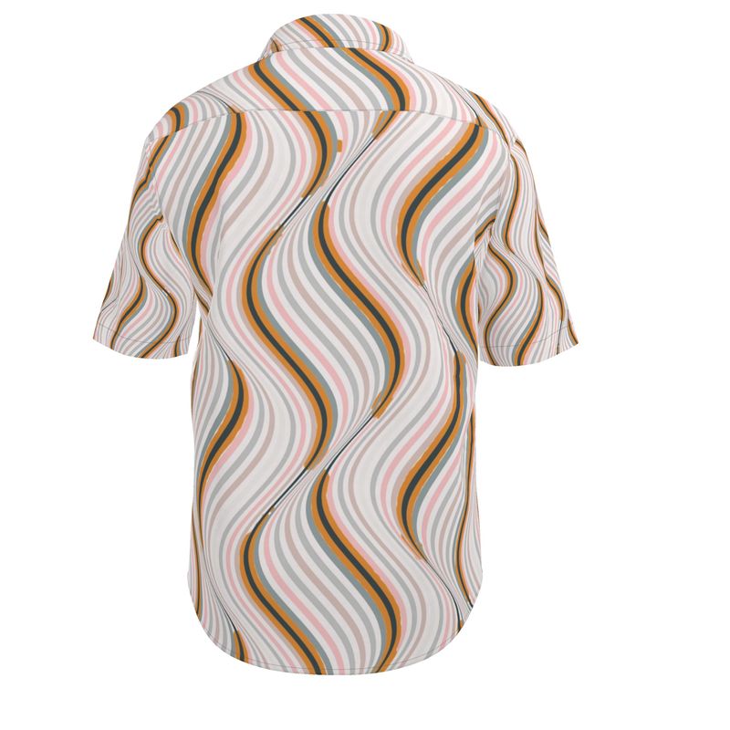 Men’s Short Sleeve Shirt – “Retro Reverb” Wavy Line Print