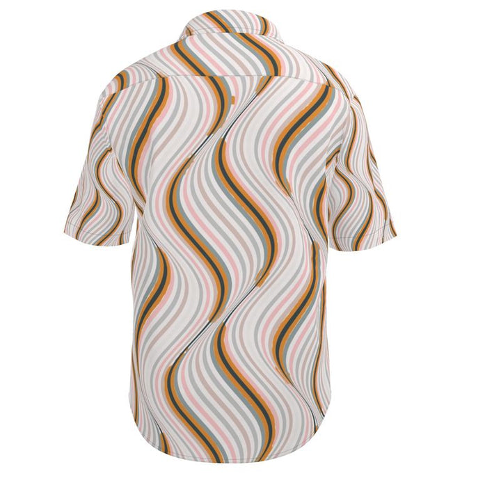 Men’s Short Sleeve Shirt – “Retro Reverb” Wavy Line Print