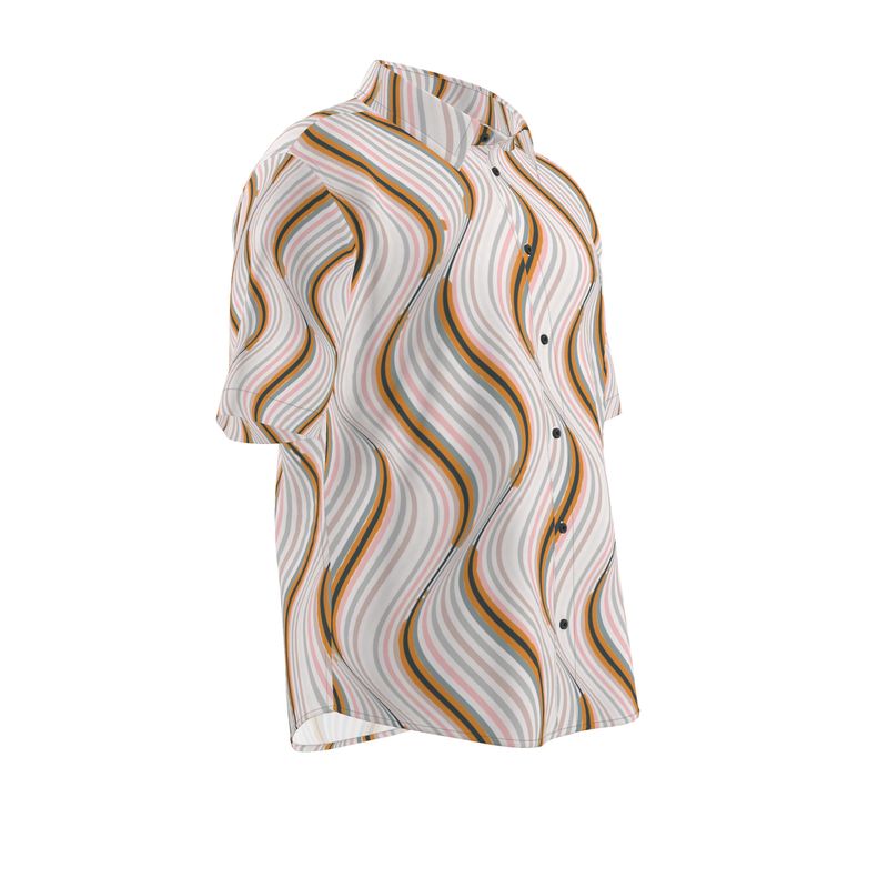 Men’s Short Sleeve Shirt – “Retro Reverb” Wavy Line Print