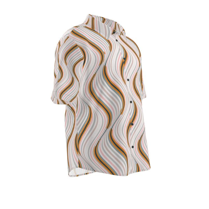 Men’s Short Sleeve Shirt – “Retro Reverb” Wavy Line Print