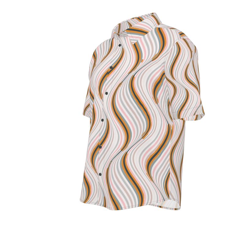 Men’s Short Sleeve Shirt – “Retro Reverb” Wavy Line Print