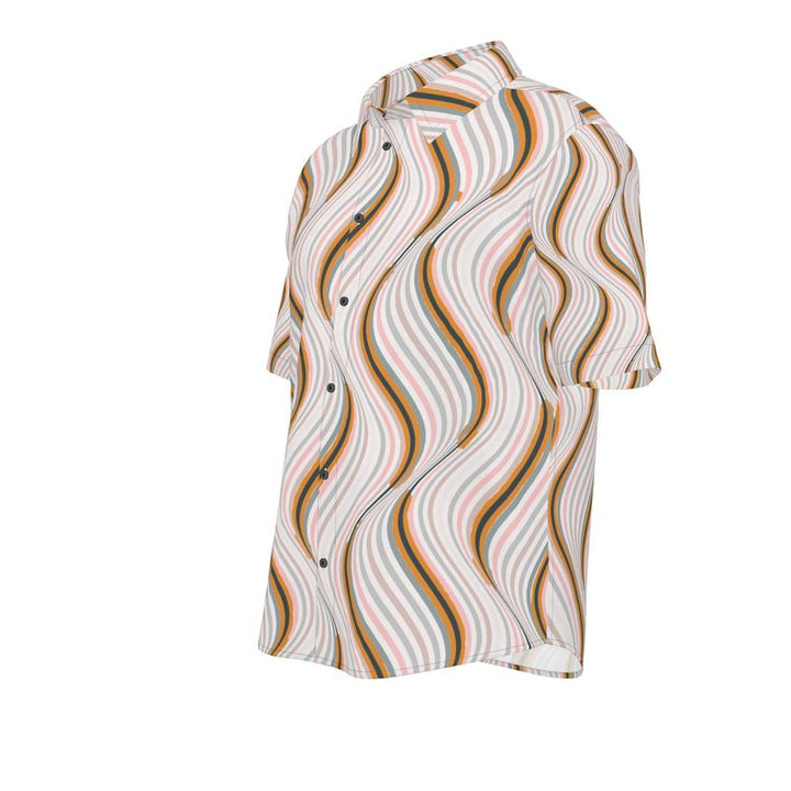 Men’s Short Sleeve Shirt – “Retro Reverb” Wavy Line Print