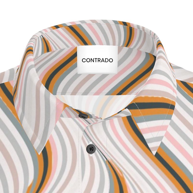 Men’s Short Sleeve Shirt – “Retro Reverb” Wavy Line Print