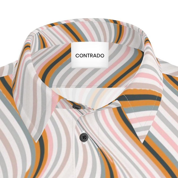 Men’s Short Sleeve Shirt – “Retro Reverb” Wavy Line Print