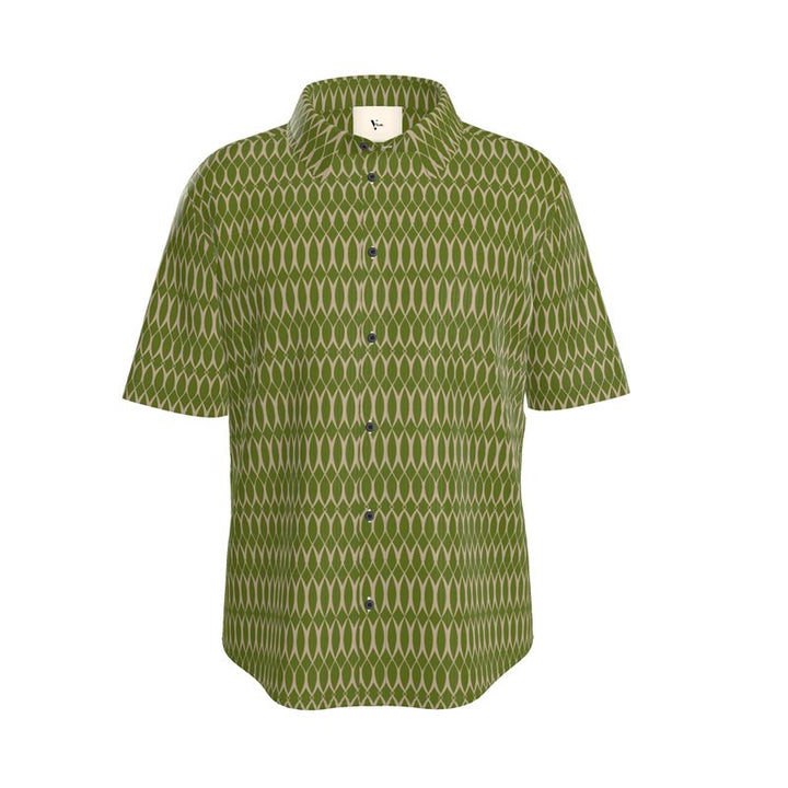 Men’s Short Sleeve Shirt – “Vertigo Grid” in Olive Motion