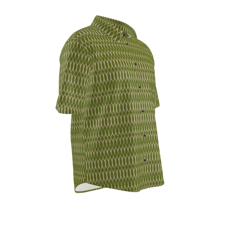Men’s Short Sleeve Shirt – “Vertigo Grid” in Olive Motion