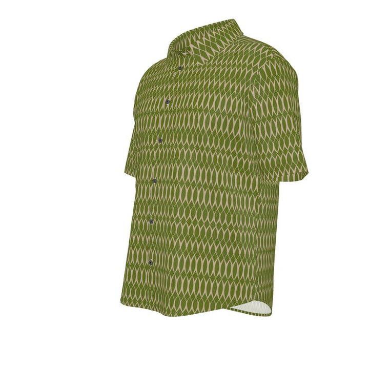 Men’s Short Sleeve Shirt – “Vertigo Grid” in Olive Motion