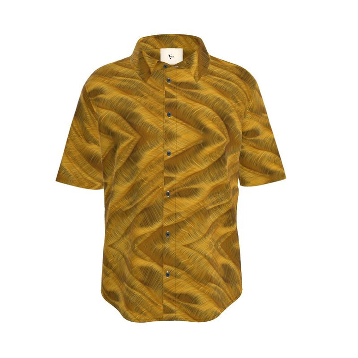 Men’s Short Sleeve Shirt – “Amberwave Circuit” in Electric Gold