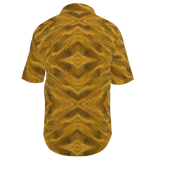 Men’s Short Sleeve Shirt – “Amberwave Circuit” in Electric Gold