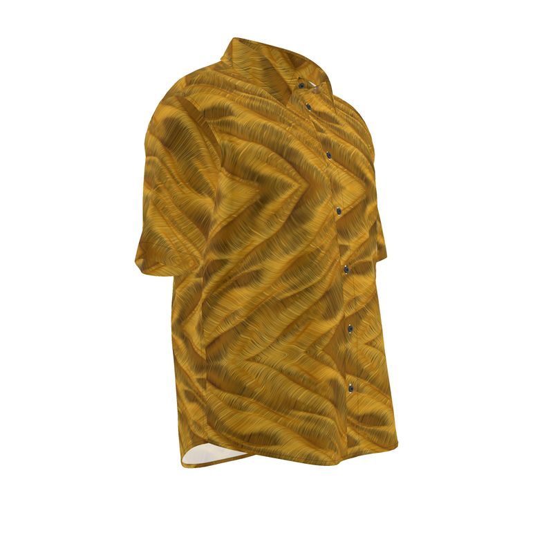 Men’s Short Sleeve Shirt – “Amberwave Circuit” in Electric Gold