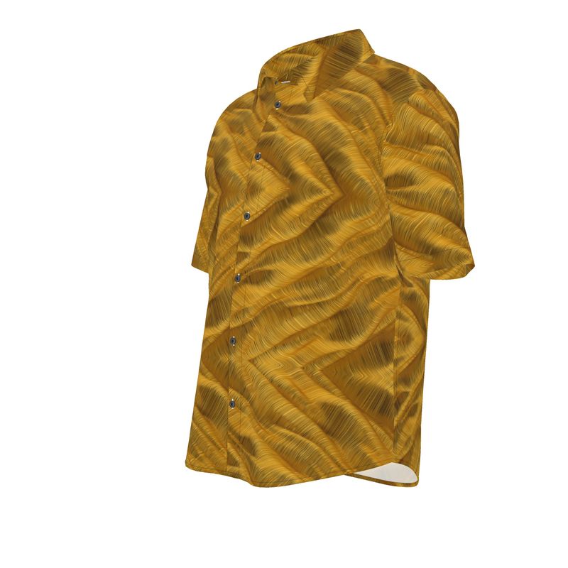 Men’s Short Sleeve Shirt – “Amberwave Circuit” in Electric Gold