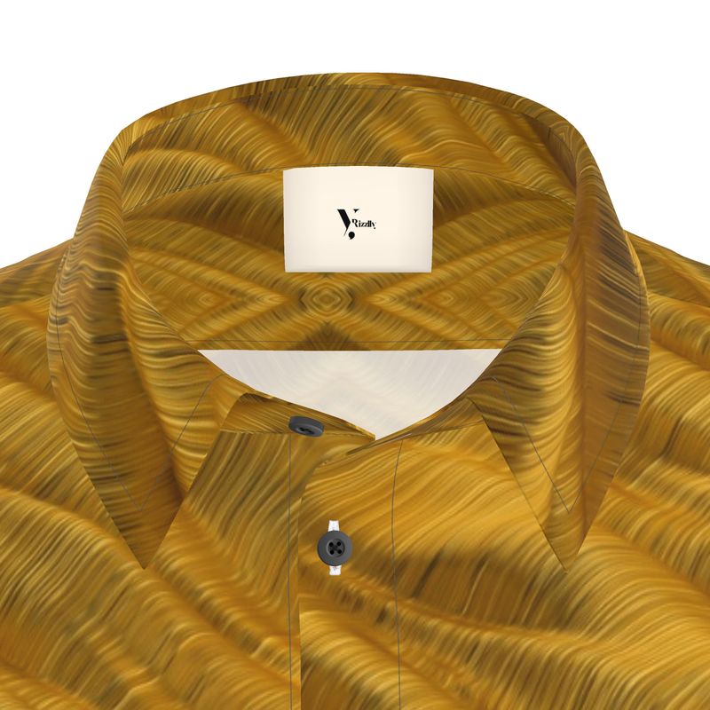 Men’s Short Sleeve Shirt – “Amberwave Circuit” in Electric Gold