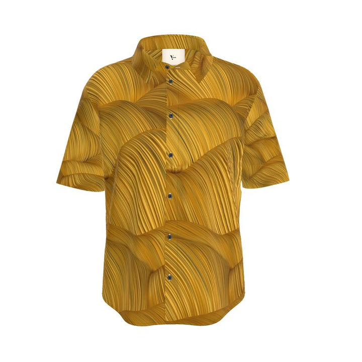 Men’s Short Sleeve Shirt – “Solar Drift” in Mustard Flow