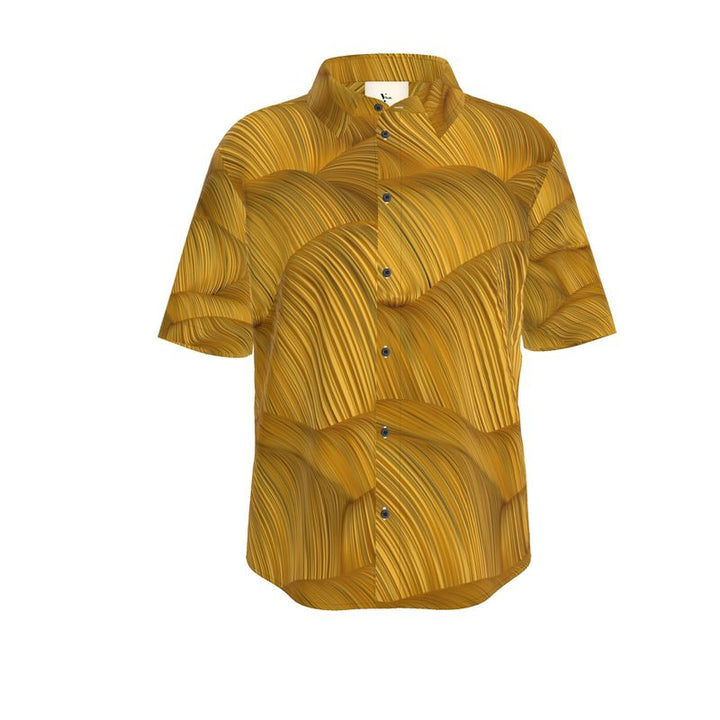 Men’s Short Sleeve Shirt – “Solar Drift” in Mustard Flow