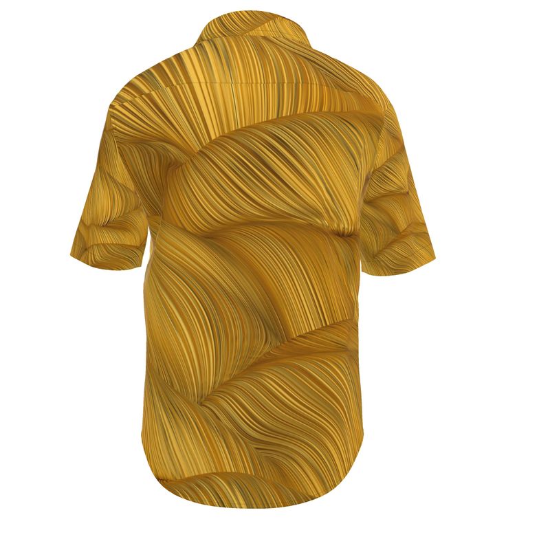 Men’s Short Sleeve Shirt – “Solar Drift” in Mustard Flow