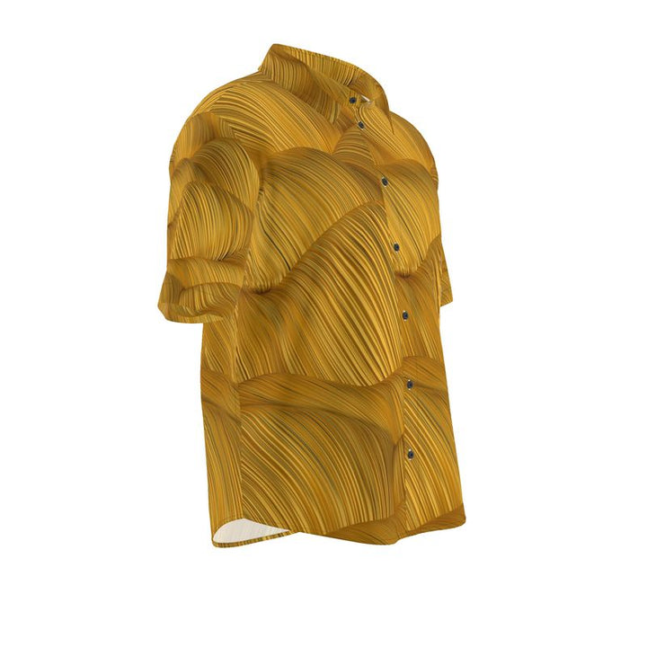 Men’s Short Sleeve Shirt – “Solar Drift” in Mustard Flow
