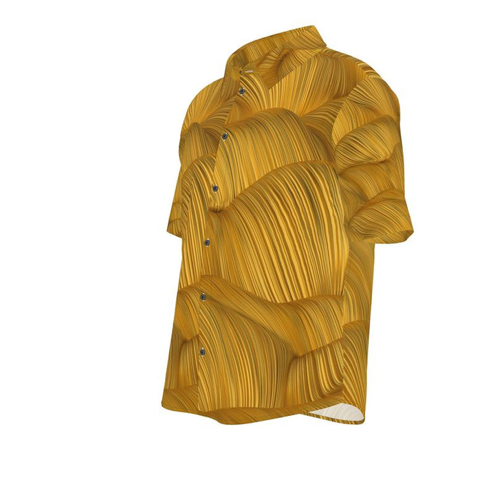 Men’s Short Sleeve Shirt – “Solar Drift” in Mustard Flow