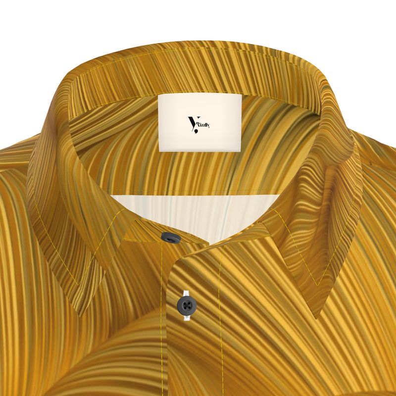 Men’s Short Sleeve Shirt – “Solar Drift” in Mustard Flow