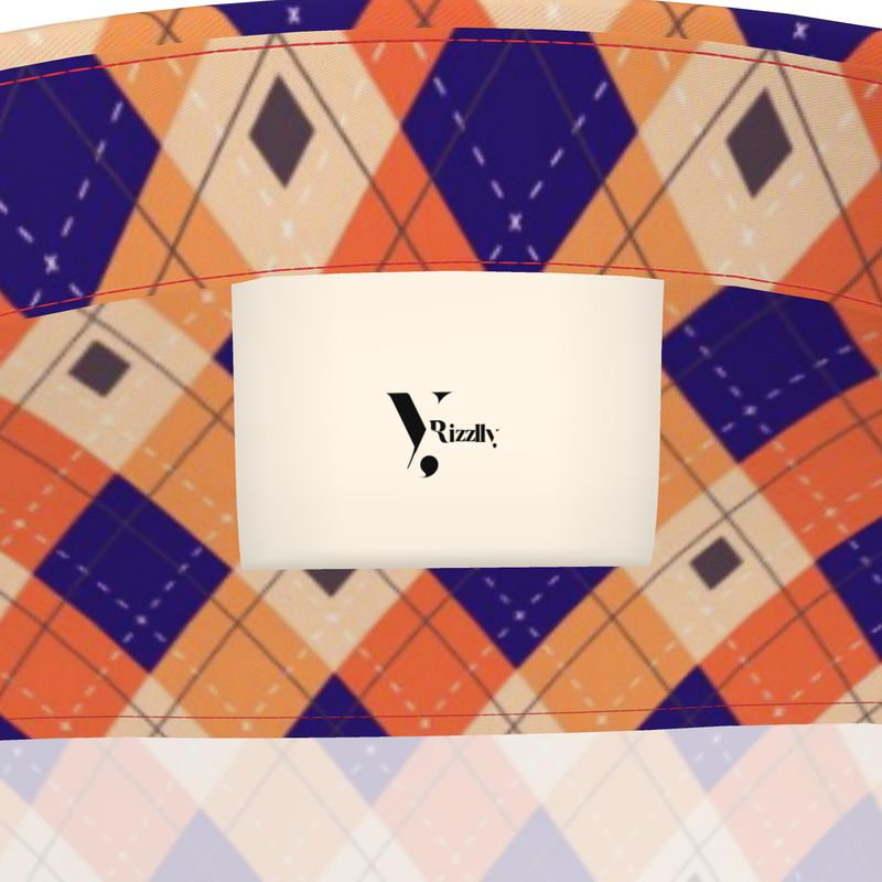 Men’s Short Sleeve Shirt – “Pop Diamond” Orange-Blue Argyle
