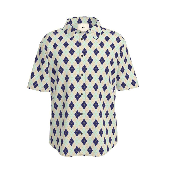 Men’s Short Sleeve Shirt – “Ivy Rhombus” Retro Argyle Print