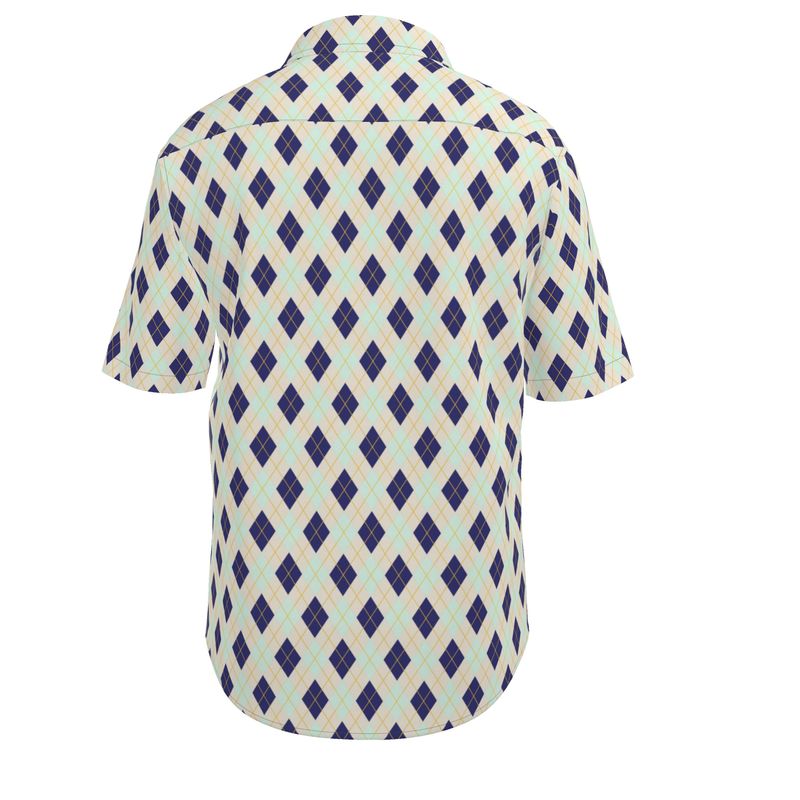 Men’s Short Sleeve Shirt – “Ivy Rhombus” Retro Argyle Print