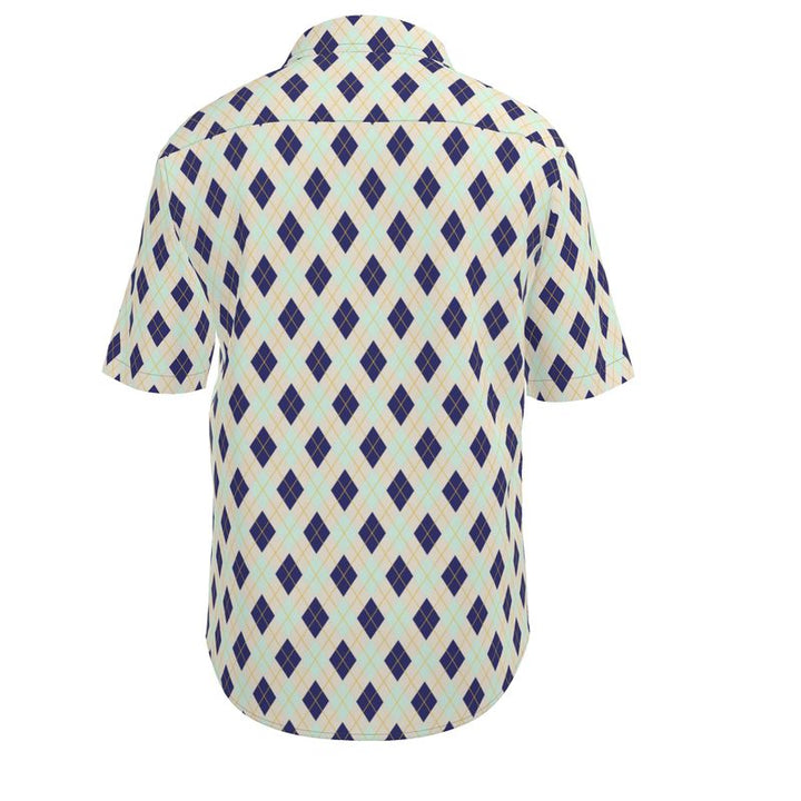 Men’s Short Sleeve Shirt – “Ivy Rhombus” Retro Argyle Print