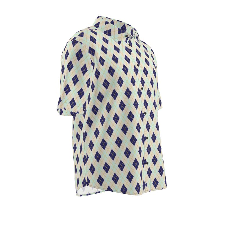 Men’s Short Sleeve Shirt – “Ivy Rhombus” Retro Argyle Print