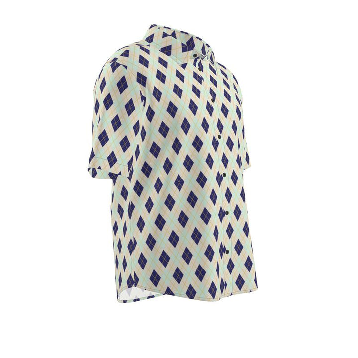 Men’s Short Sleeve Shirt – “Ivy Rhombus” Retro Argyle Print