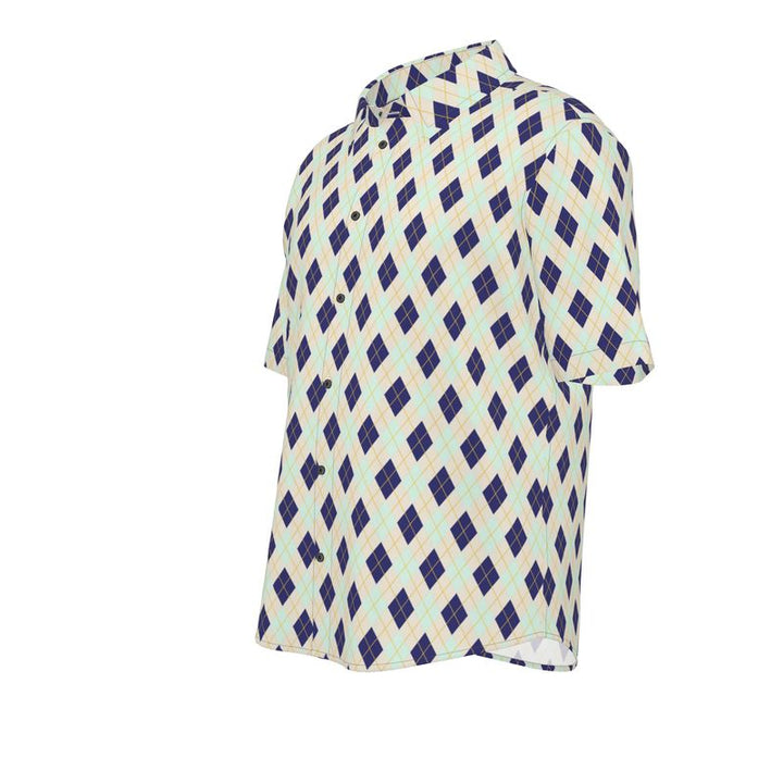 Men’s Short Sleeve Shirt – “Ivy Rhombus” Retro Argyle Print