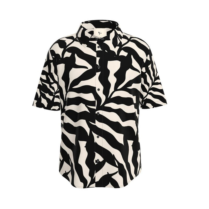 Men’s Short Sleeve Shirt – “Zebrisque” Monochrome Wild