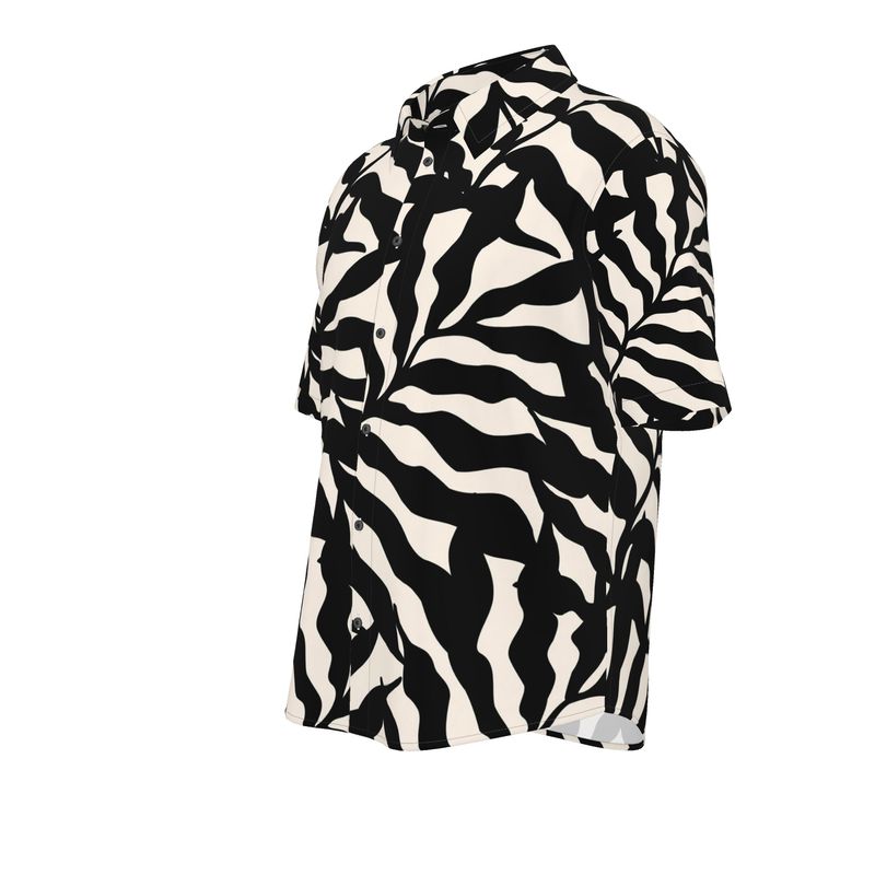 Men’s Short Sleeve Shirt – “Zebrisque” Monochrome Wild