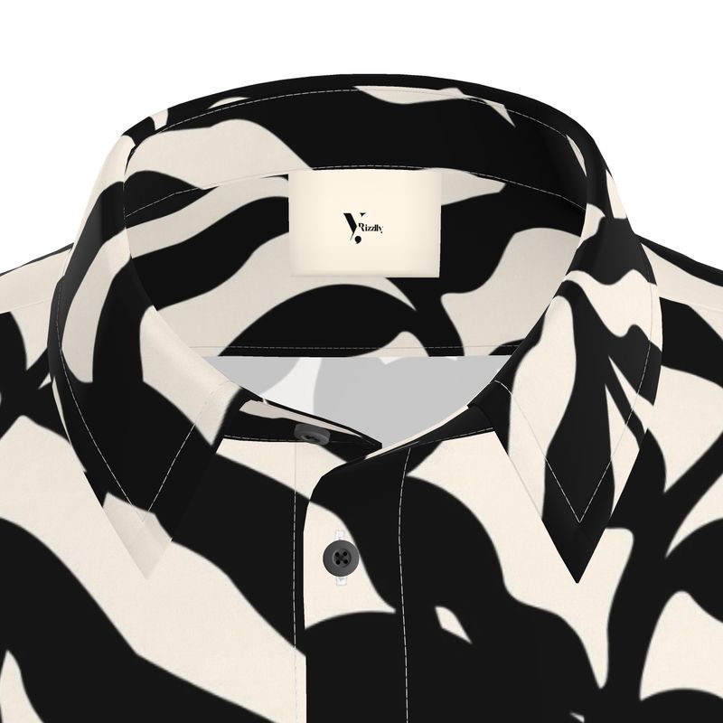 Men’s Short Sleeve Shirt – “Zebrisque” Monochrome Wild