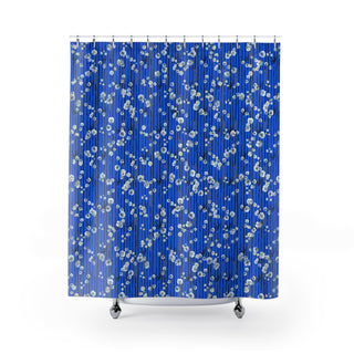 Blue Floral Shower Curtain - Elegant Bathroom Décor