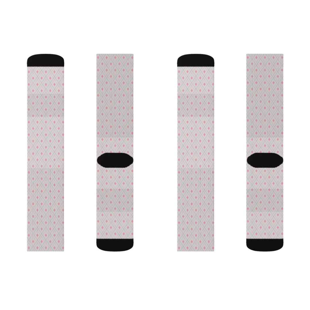 Grey Pink Tartan Socks