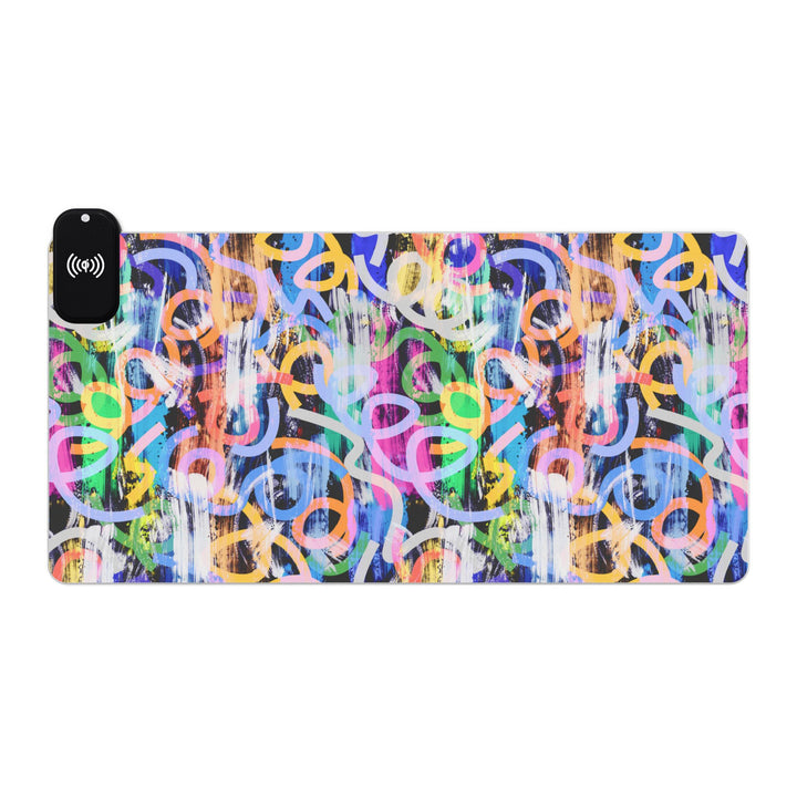 LED Graffiti Gaming Mouse Pad, Wireless Charging