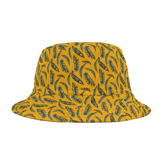 Tropical Leaf Bucket Hat - Bright Yellow Summer Accessory