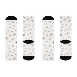 Butterfly Pattern Cushioned Crew Socks - Comfort & Style for Nature Lovers