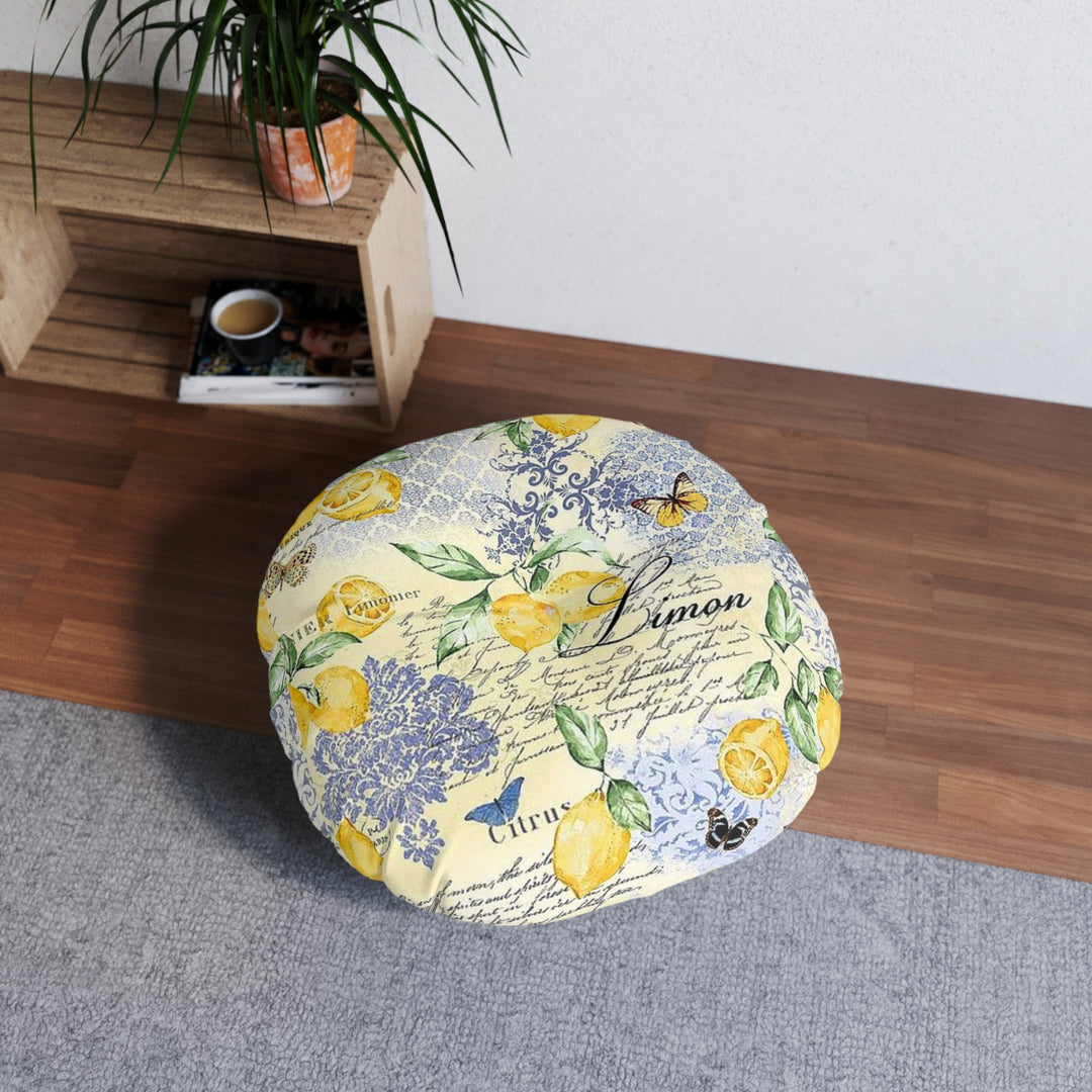Lemon Blossom Tufted Floor Pillow