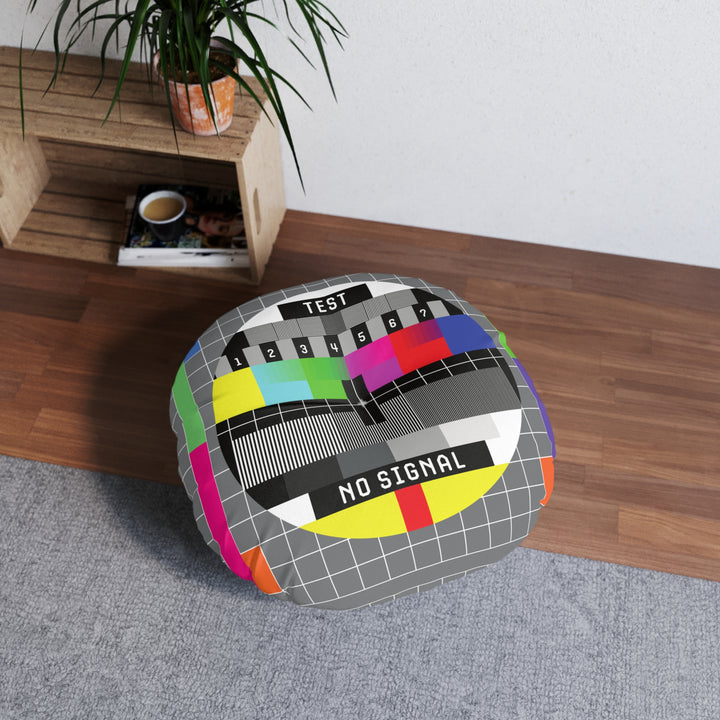 Retro TV Signal Tufted Floor Pillow, Round