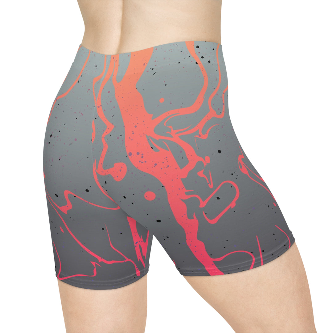 Grey Orange Mirage Biker Shorts