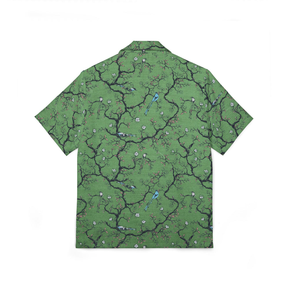 Green Floral Men's Hawaiian Camp Shirt - Perfect for Summer Getaways and Tropical Vacations - Rizzlly