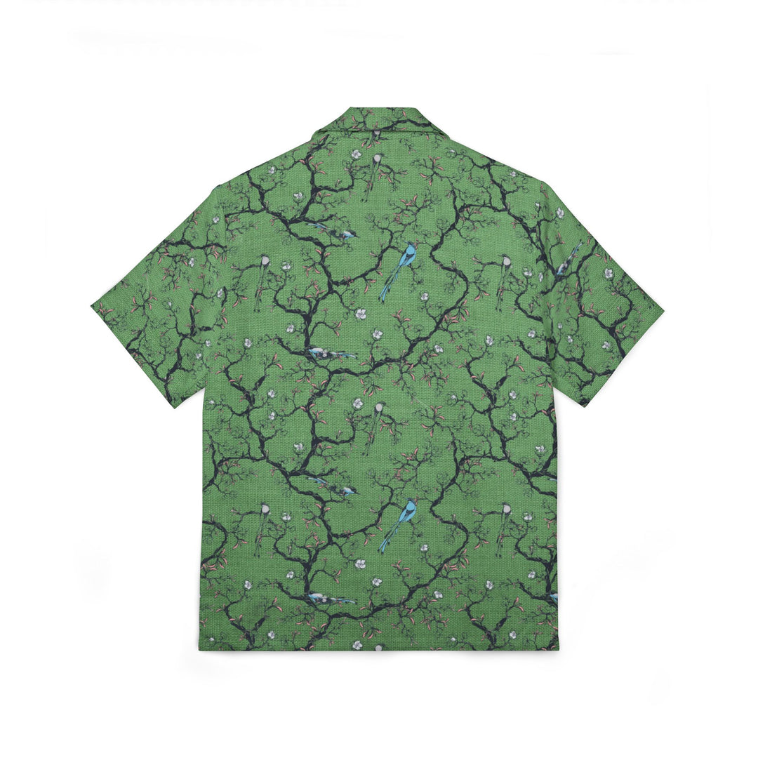 Green Floral Men's Hawaiian Camp Shirt - Perfect for Summer Getaways and Tropical Vacations - Rizzlly