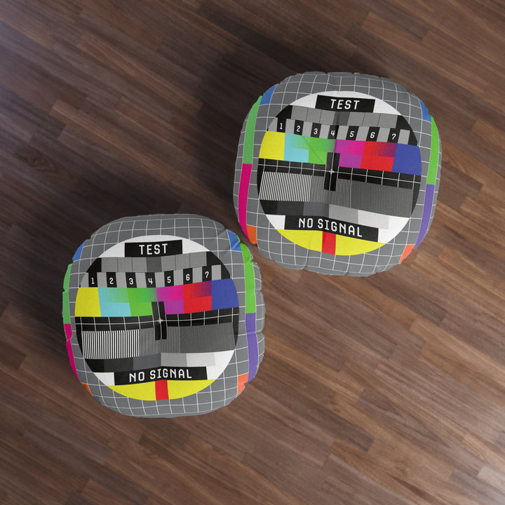 Retro TV Signal Tufted Floor Pillow, Round